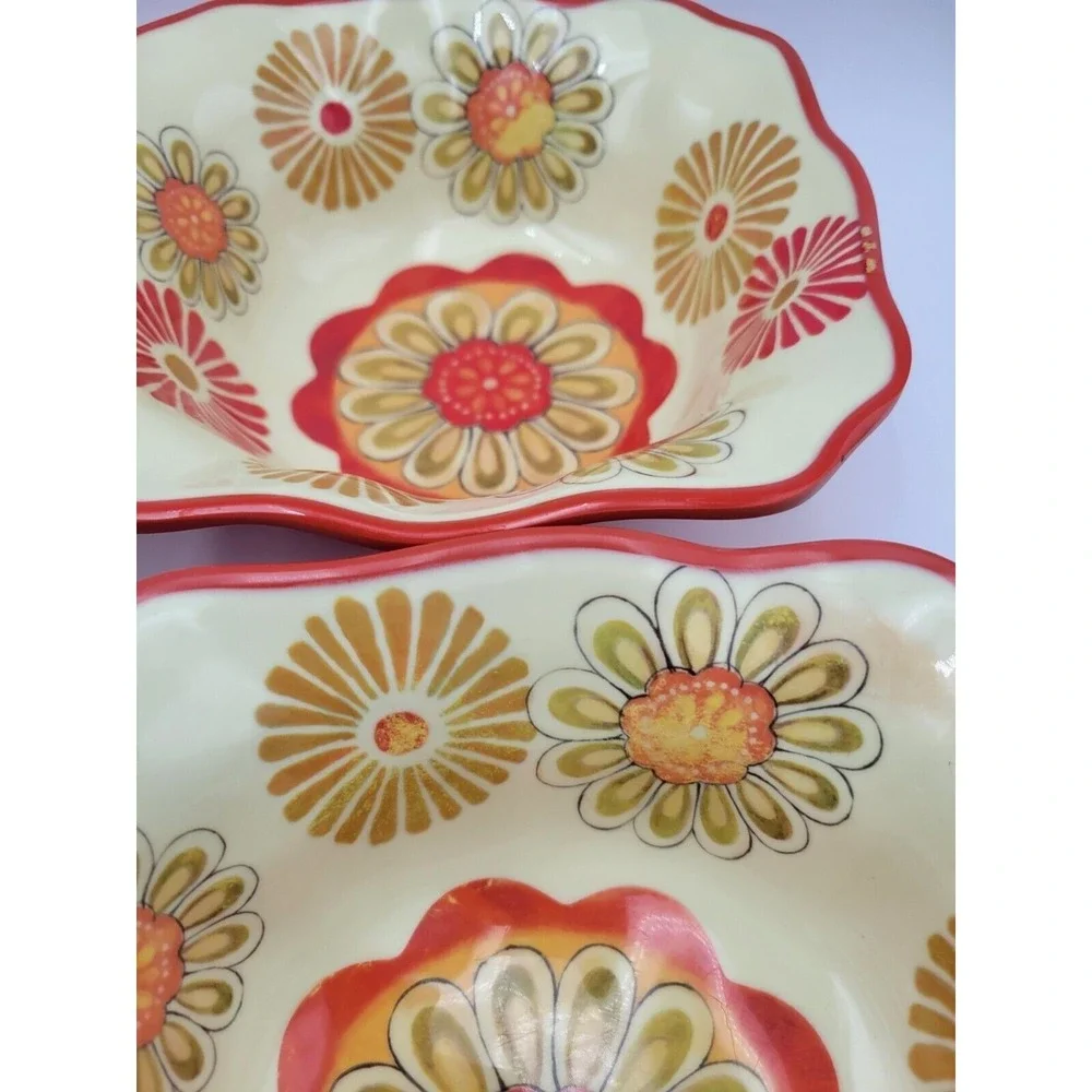 Cynthia Coulter‎ Melamine Dinnerware Set 11pc Orange Yellow Plates Bowls Outdoor